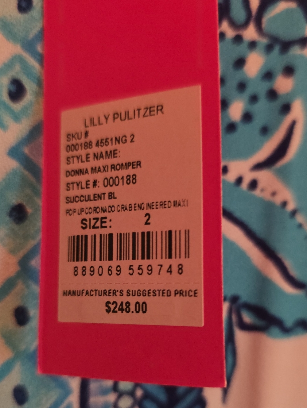 Lilly Pulitzer NWT Donna Maxi Romper- Succelent Blue & White Maxi Romper - Picture 2 of 3